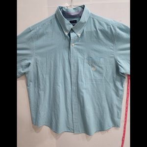 Mens Chap teal check button down shirt